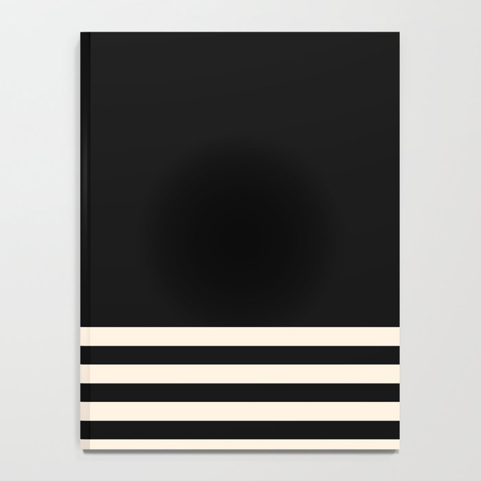 Thin Cuff Stripes Minimalist Pattern in Black and Almond Cream Notebook Gallery Image 4