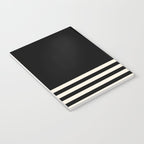 Thin Cuff Stripes Minimalist Pattern in Black and Almond Cream Notebook Gallery Image 3