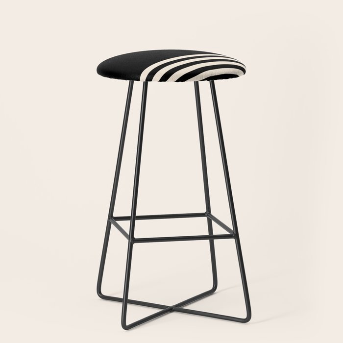 Thin Cuff Stripes Minimalist Pattern in Black and Almond Cream Stool Gallery Image 1
