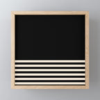 Thin Cuff Stripes Minimalist Pattern in Black and Almond Cream Mini Art Print Gallery Image 1