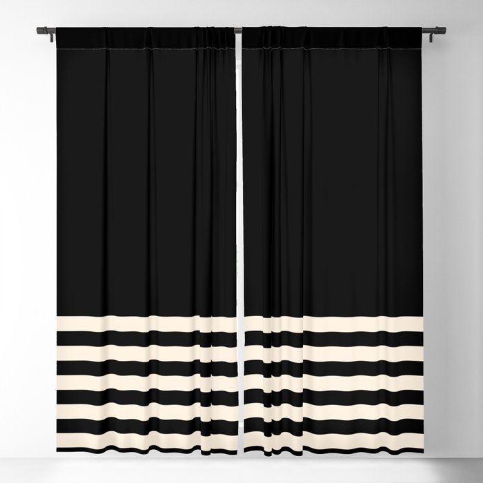 Thin Cuff Stripes Minimalist Pattern in Black and Almond Cream Window Curtain Gallery Image 5