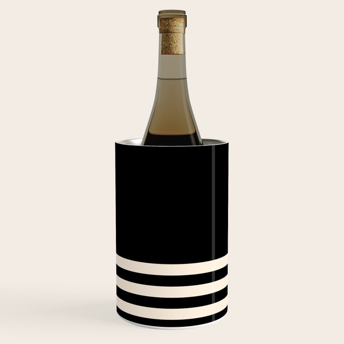 Thin Cuff Stripes Minimalist Pattern in Black and Almond Cream Wine Chiller Gallery Image 3