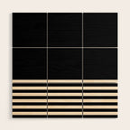 Thin Cuff Stripes Minimalist Pattern in Black and Almond Cream Wood Wall Art Gallery Image 1