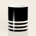Thin Cuff Stripes Minimalist Pattern in Black and Almond Cream Coffee Mug Gallery Image 4