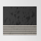 Thin Cuff Stripes Minimalist Pattern in Black and Almond Cream Throw Blanket Gallery Image 2