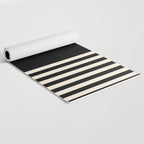 Thin Cuff Stripes Minimalist Pattern in Black and Almond Cream Yoga Mat Gallery Image 2