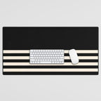 Thin Cuff Stripes Minimalist Pattern in Black and Almond Cream Desk Mat Gallery Image 1