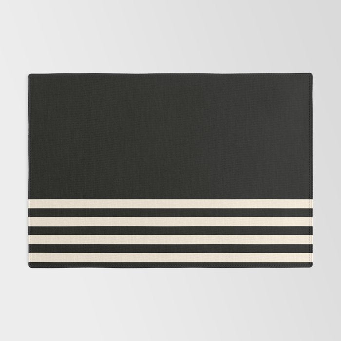 Thin Cuff Stripes Minimalist Pattern in Black and Almond Cream Rug Gallery Image 2