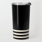 Thin Cuff Stripes Minimalist Pattern in Black and Almond Cream Travel Mug Gallery Image 2