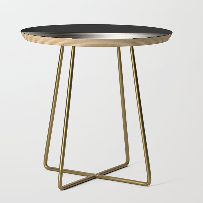 Thin Cuff Stripes Minimalist Pattern in Black and Almond Cream Side Table Gallery Image 1