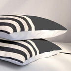 Thin Cuff Stripes Minimalist Pattern in Black and Almond Cream Pillow Sham Gallery Image 3