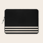 Thin Cuff Stripes Minimalist Pattern in Black and Almond Cream Laptop Sleeve Gallery Image 1