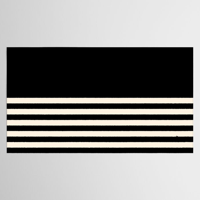 Thin Cuff Stripes Minimalist Pattern in Black and Almond Cream Tablecloth Gallery Image 2