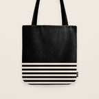 Thin Cuff Stripes Minimalist Pattern in Black and Almond Cream Tote Bag Gallery Image 1