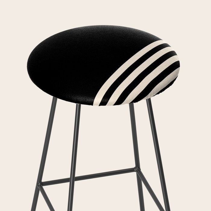 Thin Cuff Stripes Minimalist Pattern in Black and Almond Cream Stool Gallery Image 2