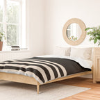 Thin Cuff Stripes Minimalist Pattern in Black and Almond Cream Duvet Cover Gallery Image 2