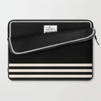 Thin Cuff Stripes Minimalist Pattern in Black and Almond Cream Laptop Sleeve Gallery Image 2