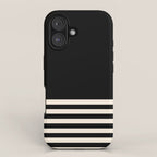 Thin Cuff Stripes Minimalist Pattern in Black and Almond Cream iPhone Case Gallery Image 1