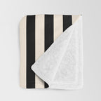 Thin Cuff Stripes Minimalist Pattern in Black and Almond Cream Throw Blanket Gallery Image 3