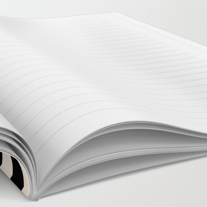 Thin Cuff Stripes Minimalist Pattern in Black and Almond Cream Notebook Gallery Image 2