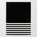 Thin Cuff Stripes Minimalist Pattern in Black and Almond Cream Poster Gallery Image 4