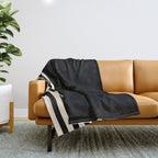 Thin Cuff Stripes Minimalist Pattern in Black and Almond Cream Throw Blanket Gallery Image 1