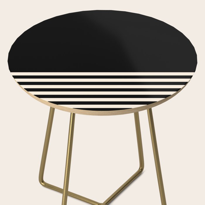 Thin Cuff Stripes Minimalist Pattern in Black and Almond Cream Side Table Gallery Image 2