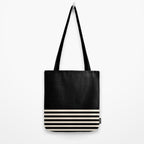 Thin Cuff Stripes Minimalist Pattern in Black and Almond Cream Tote Bag Gallery Image 2