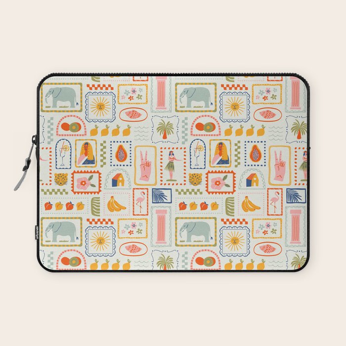 Vintage tropical summer patchwork art pattern Laptop Sleeve Gallery Image 1