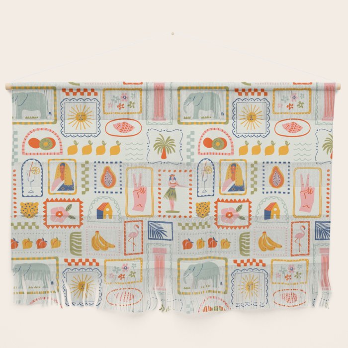 Vintage tropical summer patchwork art pattern Wall Hanging Gallery Image 1