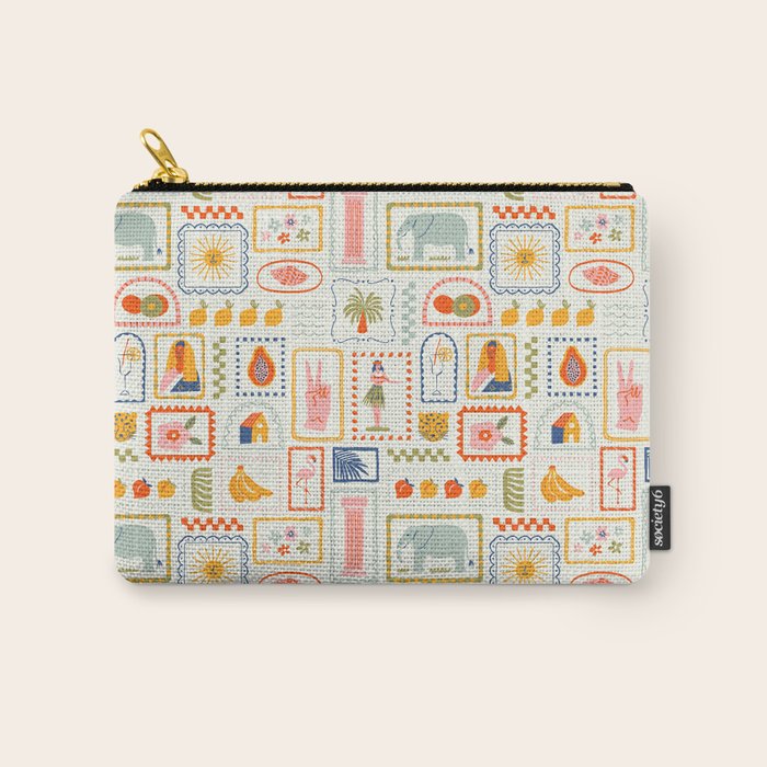 Vintage tropical summer patchwork art pattern Carry All Pouch Gallery Image 1