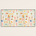 Vintage tropical summer patchwork art pattern Desk Mat Gallery Image 3