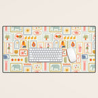 Vintage tropical summer patchwork art pattern Desk Mat Gallery Image 1