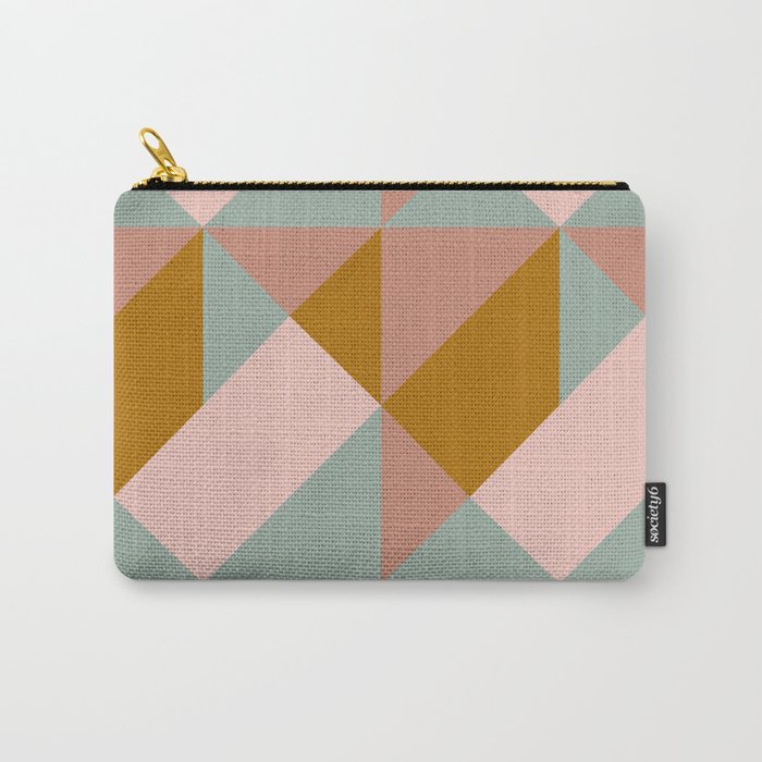 Retro Geometric Triangles in Earthy Pastels Carry All Pouch Gallery Image 1