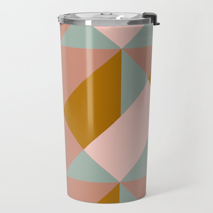 Retro Geometric Triangles in Earthy Pastels Travel Mug Gallery Image 2