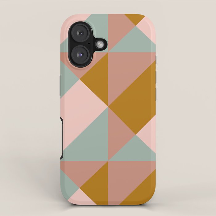 Retro Geometric Triangles in Earthy Pastels iPhone Case Gallery Image 1