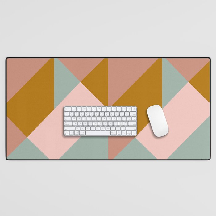 Retro Geometric Triangles in Earthy Pastels Desk Mat Gallery Image 1