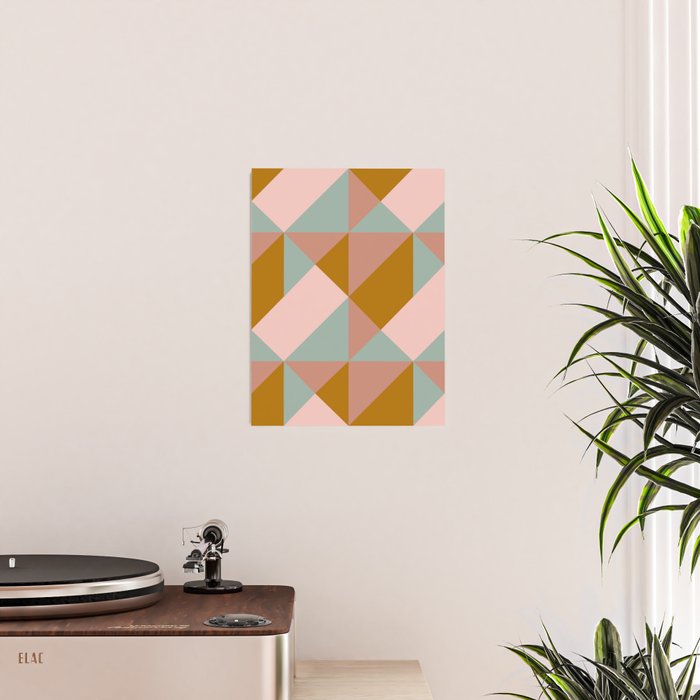 Retro Geometric Triangles in Earthy Pastels Poster Gallery Image 2