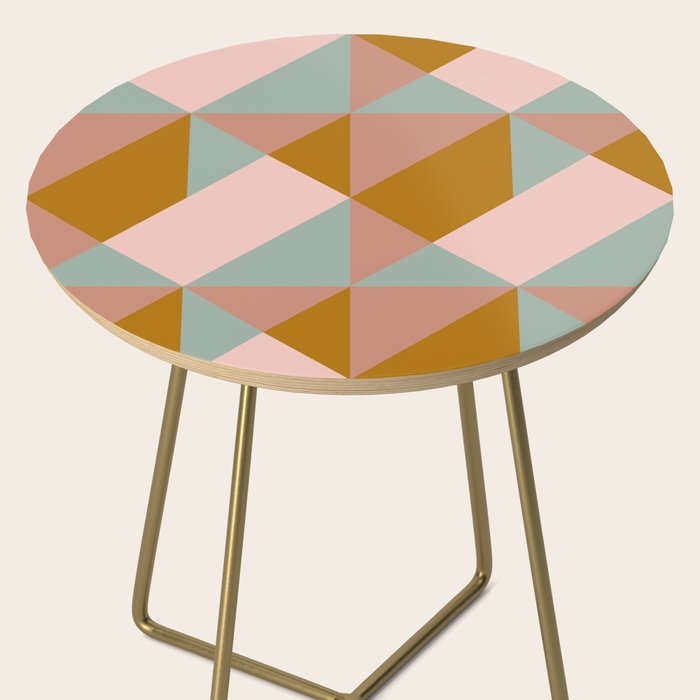 Retro Geometric Triangles in Earthy Pastels Side Table Gallery Image 2