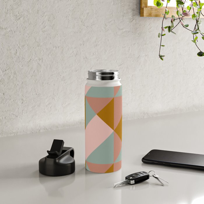 Retro Geometric Triangles in Earthy Pastels Water Bottle Gallery Image 5