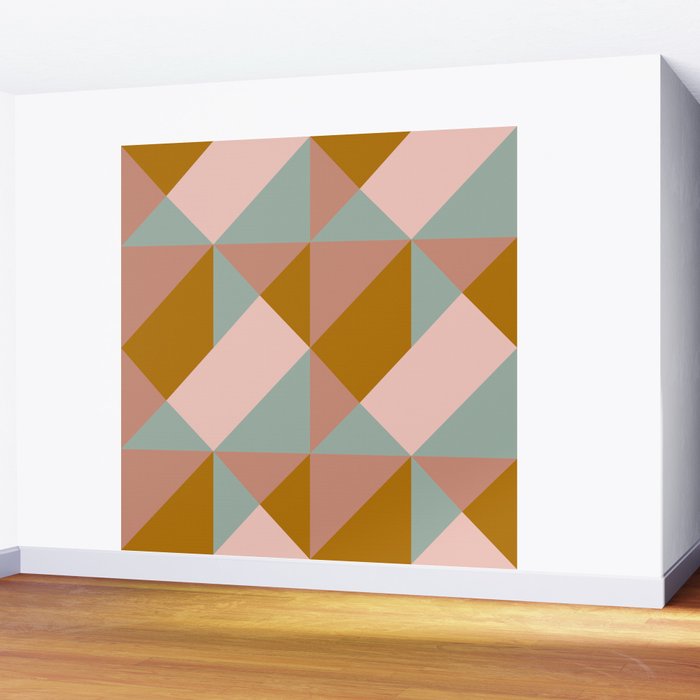 Retro Geometric Triangles in Earthy Pastels Wall Mural Gallery Image 2