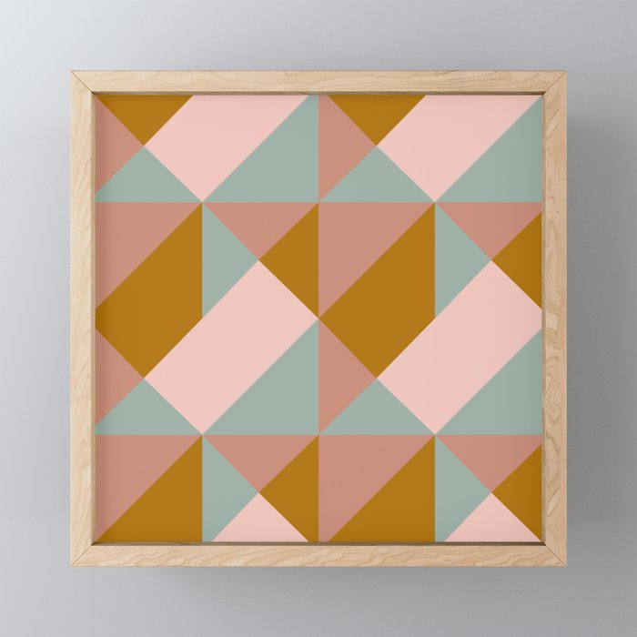 Retro Geometric Triangles in Earthy Pastels Mini Art Print Gallery Image 1