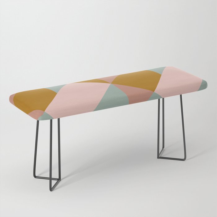 Retro Geometric Triangles in Earthy Pastels Bench Gallery Image 1
