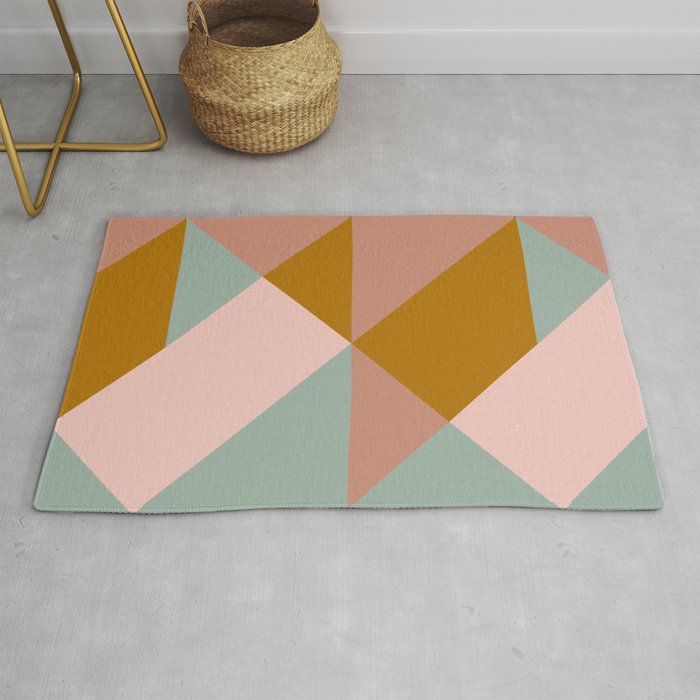 Retro Geometric Triangles in Earthy Pastels Rug Gallery Image 1