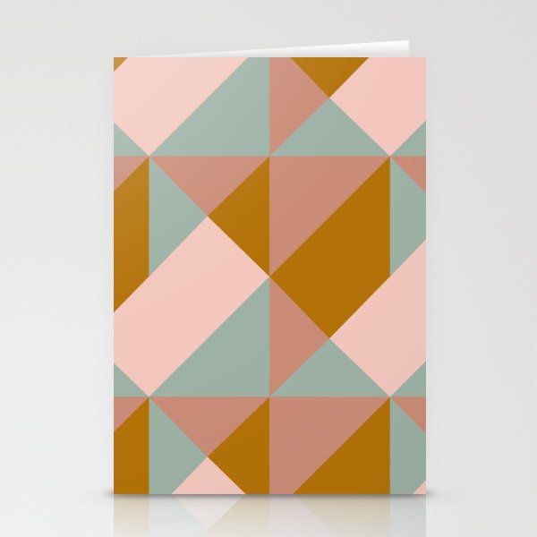 Retro Geometric Triangles in Earthy Pastels Stationery Card Gallery Image 1