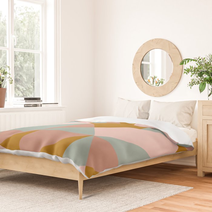 Retro Geometric Triangles in Earthy Pastels Duvet Cover Gallery Image 2