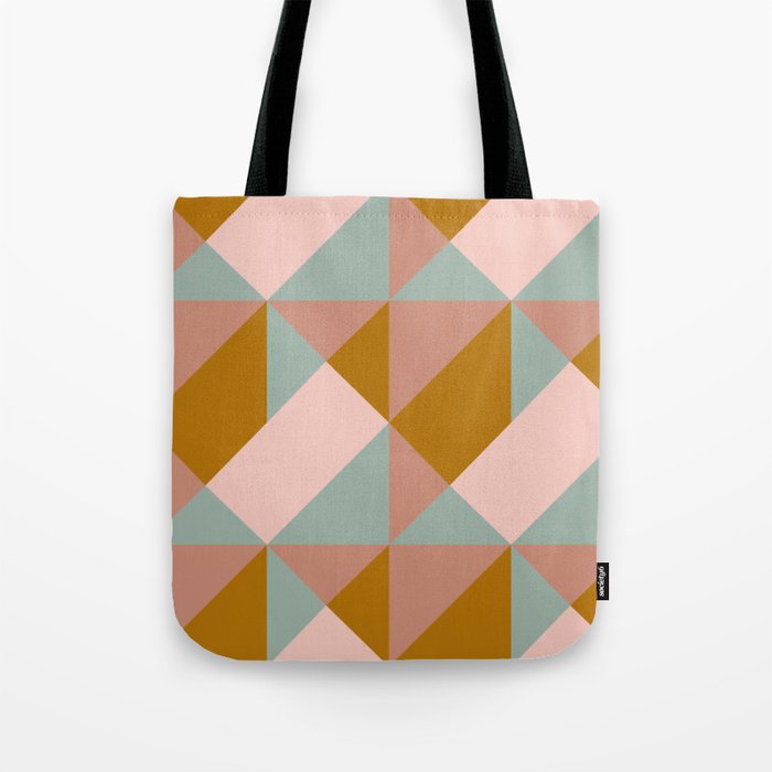 Retro Geometric Triangles in Earthy Pastels Tote Bag Gallery Image 1