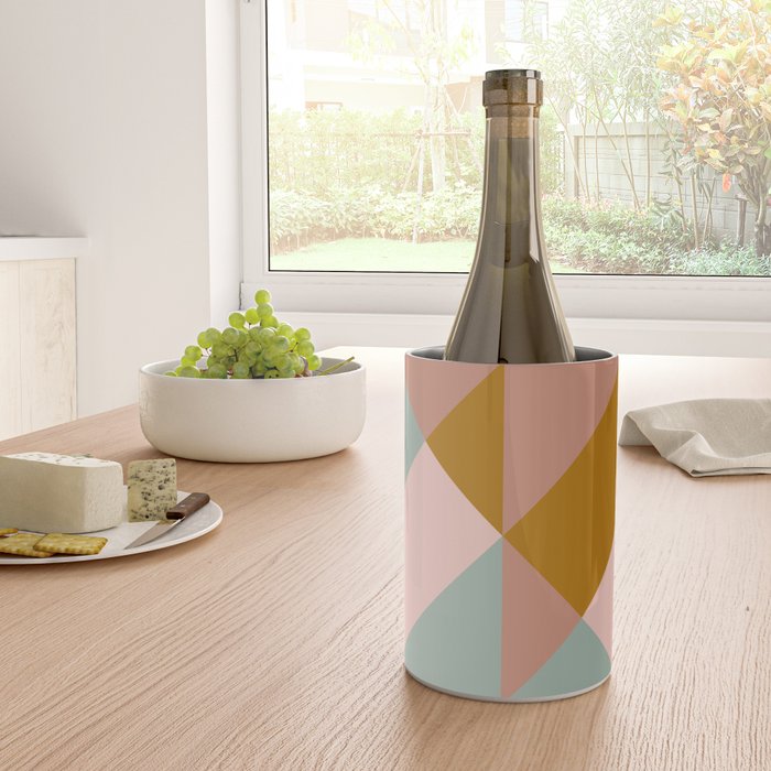 Retro Geometric Triangles in Earthy Pastels Wine Chiller Gallery Image 4