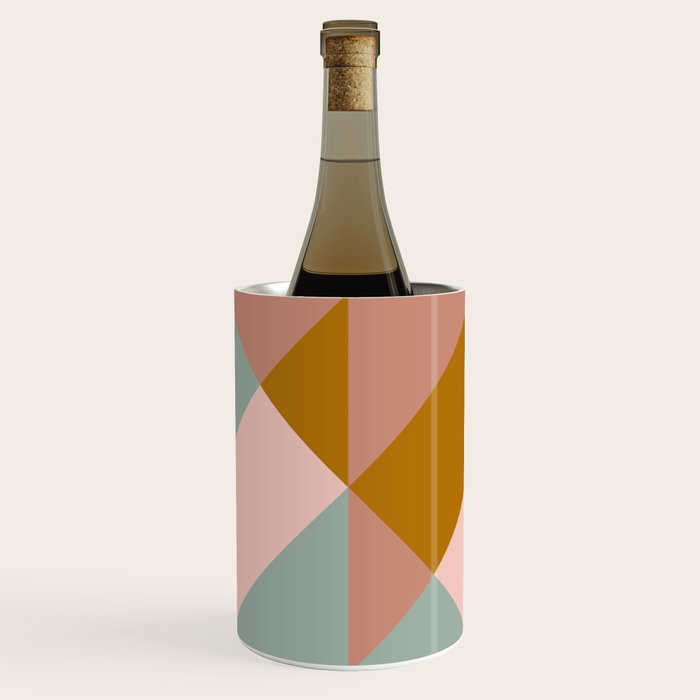 Retro Geometric Triangles in Earthy Pastels Wine Chiller Gallery Image 1