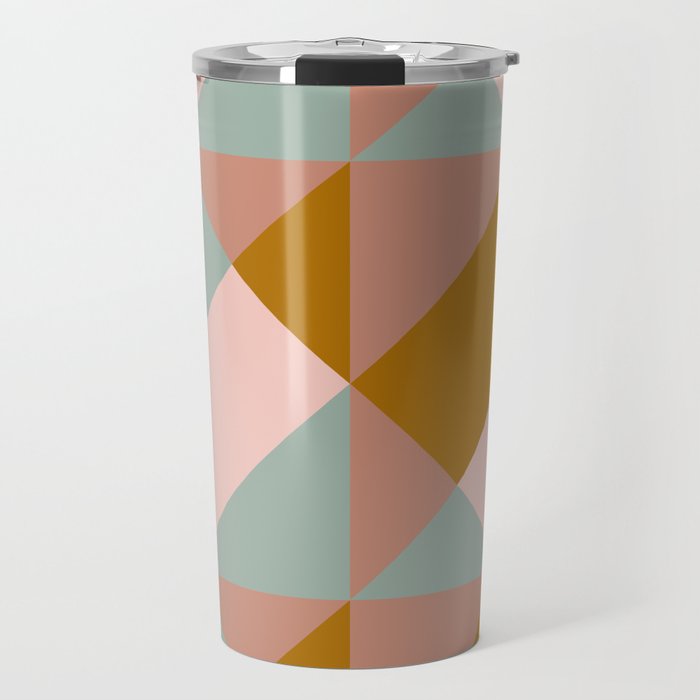 Retro Geometric Triangles in Earthy Pastels Travel Mug Gallery Image 1